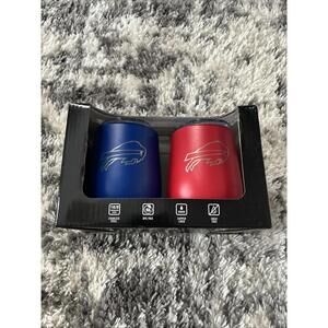 New Buffalo Bills 2 Tumblers Stainless Steel Stemless Wine Glass Home Away Cups